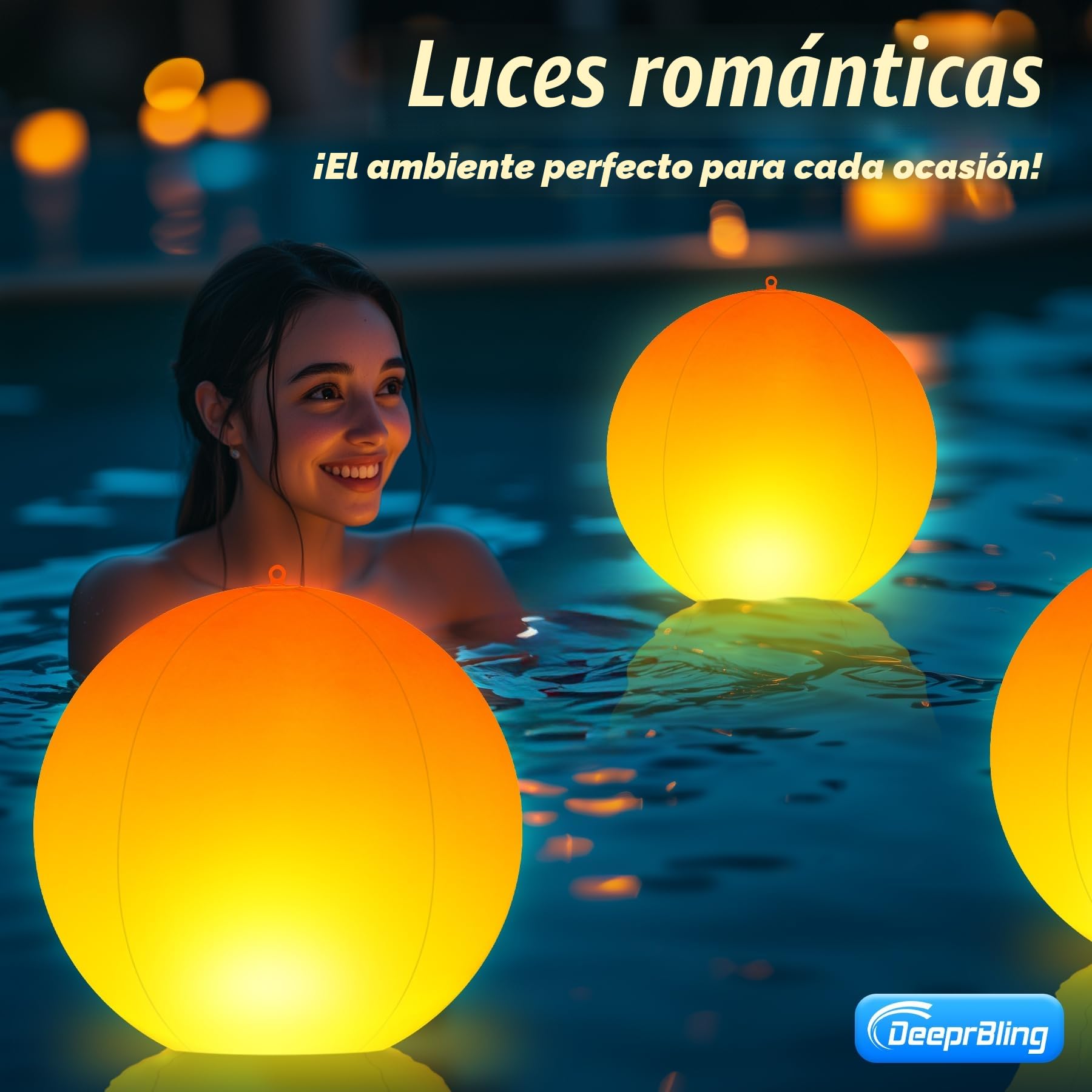 DeeprBling Luces Flotantes Piscina Solares de Llama, Bolas Luces Piscina Flotantes, Impermeables IP68 Bola Flotante Luz Solar Piscina, Ø35cm Inflables Bolas de Luz LED para Piscina Jardin - 2 Piezas