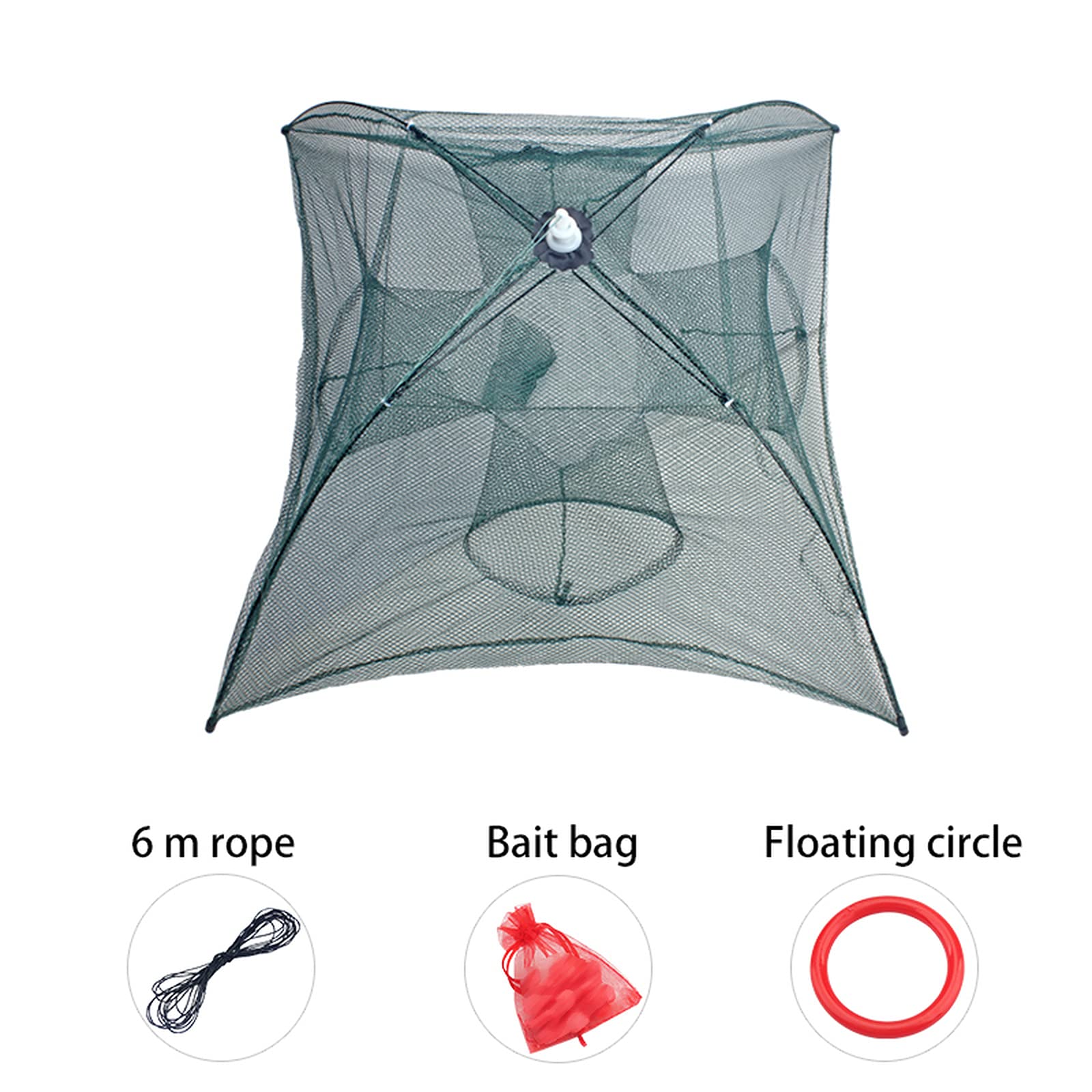 2 stks opvouwbare vissen aas val, 6 gaten netto krab vis val rivierkreeft automatische voor outdoor vangen kleine aas vis paling krab kreeft minnows garnalen