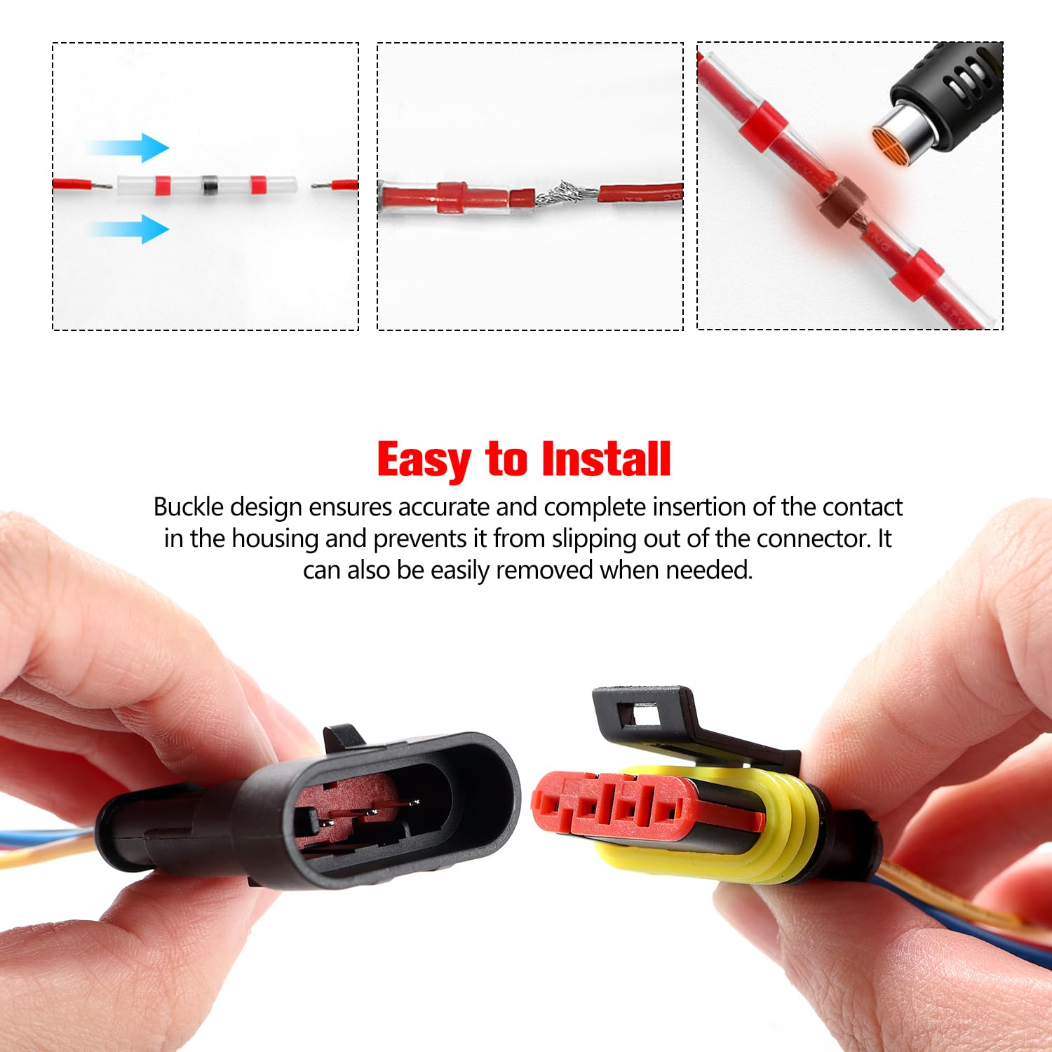 Connecteur Electrique Voiture Kit Connecteurs Électriques Étanches 4 Broches Pour Auto Moto - 2 Sets Avec Fils 20AWG Et 16 Cosses à Souder Prise étanche 4 Broches