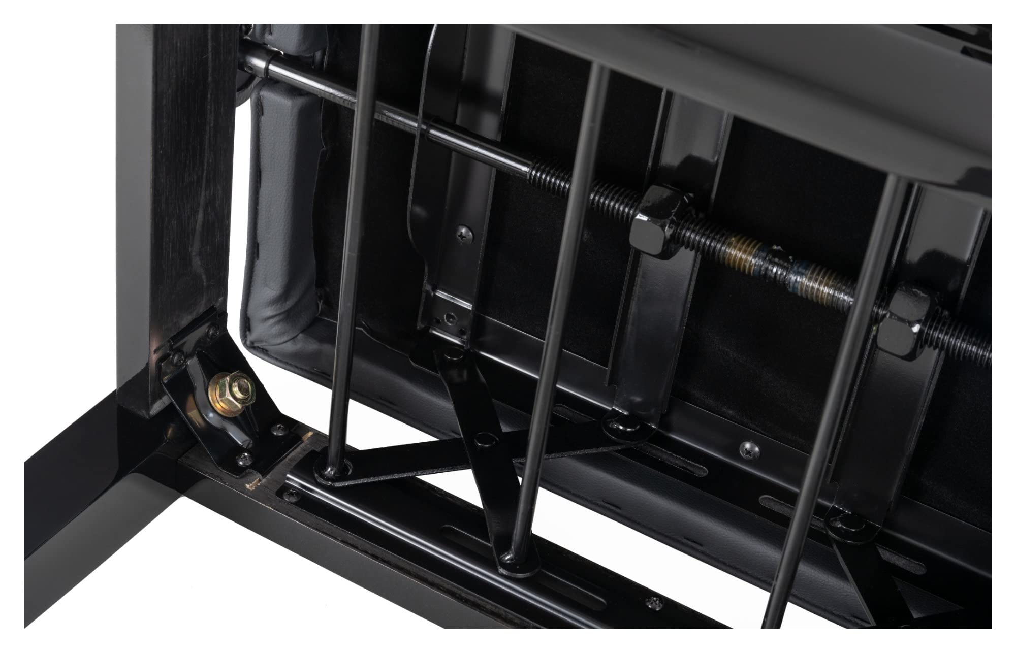 Classic Cantabile Pianobank Modell D - Hochwertige Pianobank - Schwarzes Polster aus Kunstleder mit Kapitonierung - Höhenverstellbar von 47,5-55,5 cm - 4-fache Kreuz-Mechanik - Schwarz Hochglanz