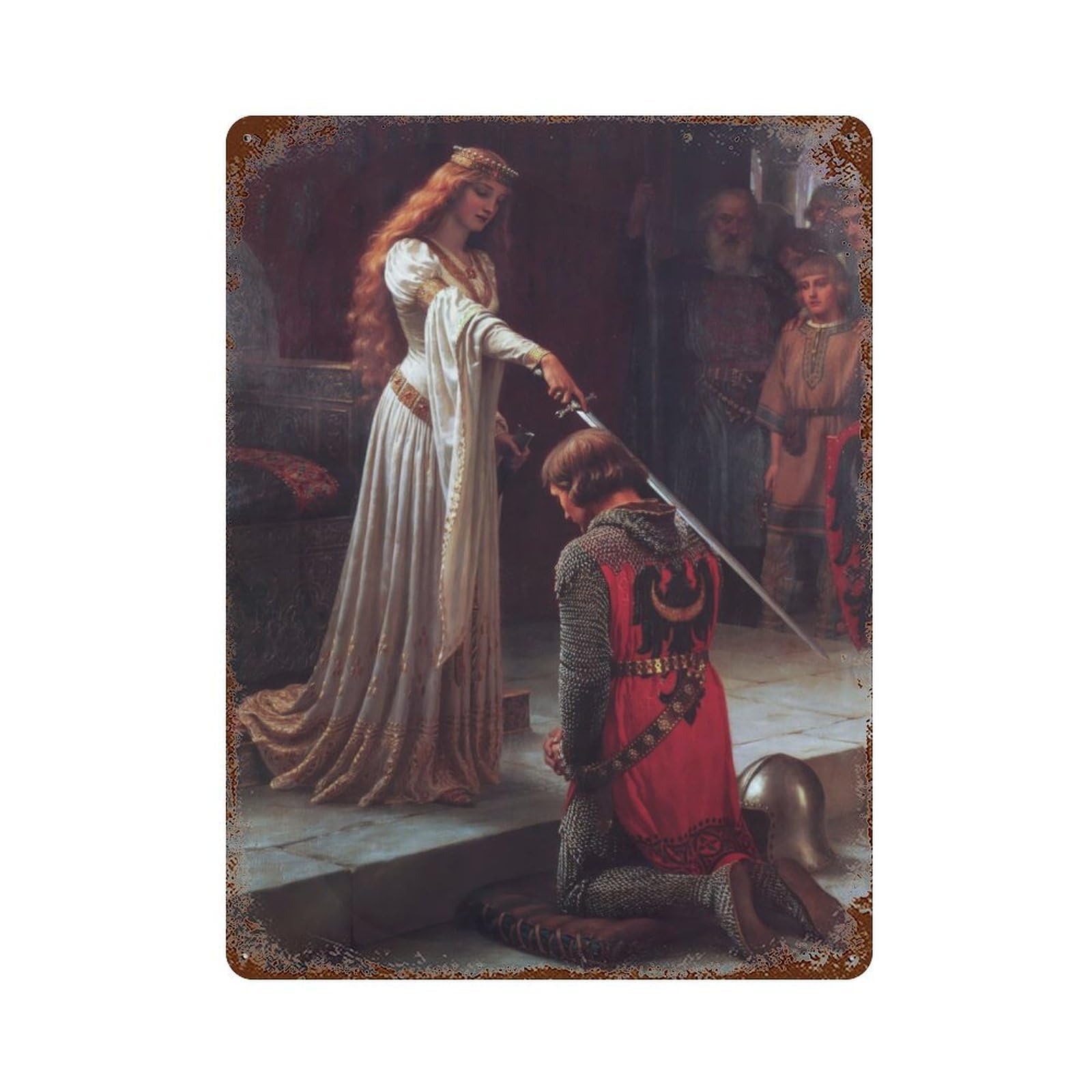 Accolade Edmund Leighton Vintage Wall Sign 15.7"x11.8", Rust Effect Metal Decor for Basement, Hobby Room And Garage Decor