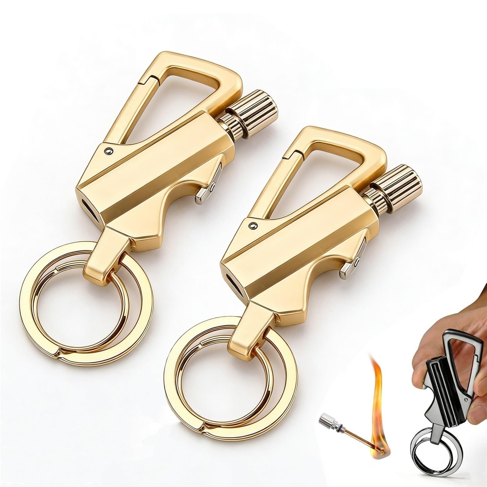 Mechero de llavero metálico recargable e impermeable en pack de 2