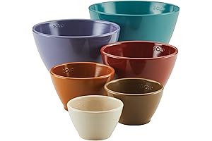 Rachael Ray Tools and Gadgets Nesting/Stackable Measuring Cups Set, 6 Colorful Pieces