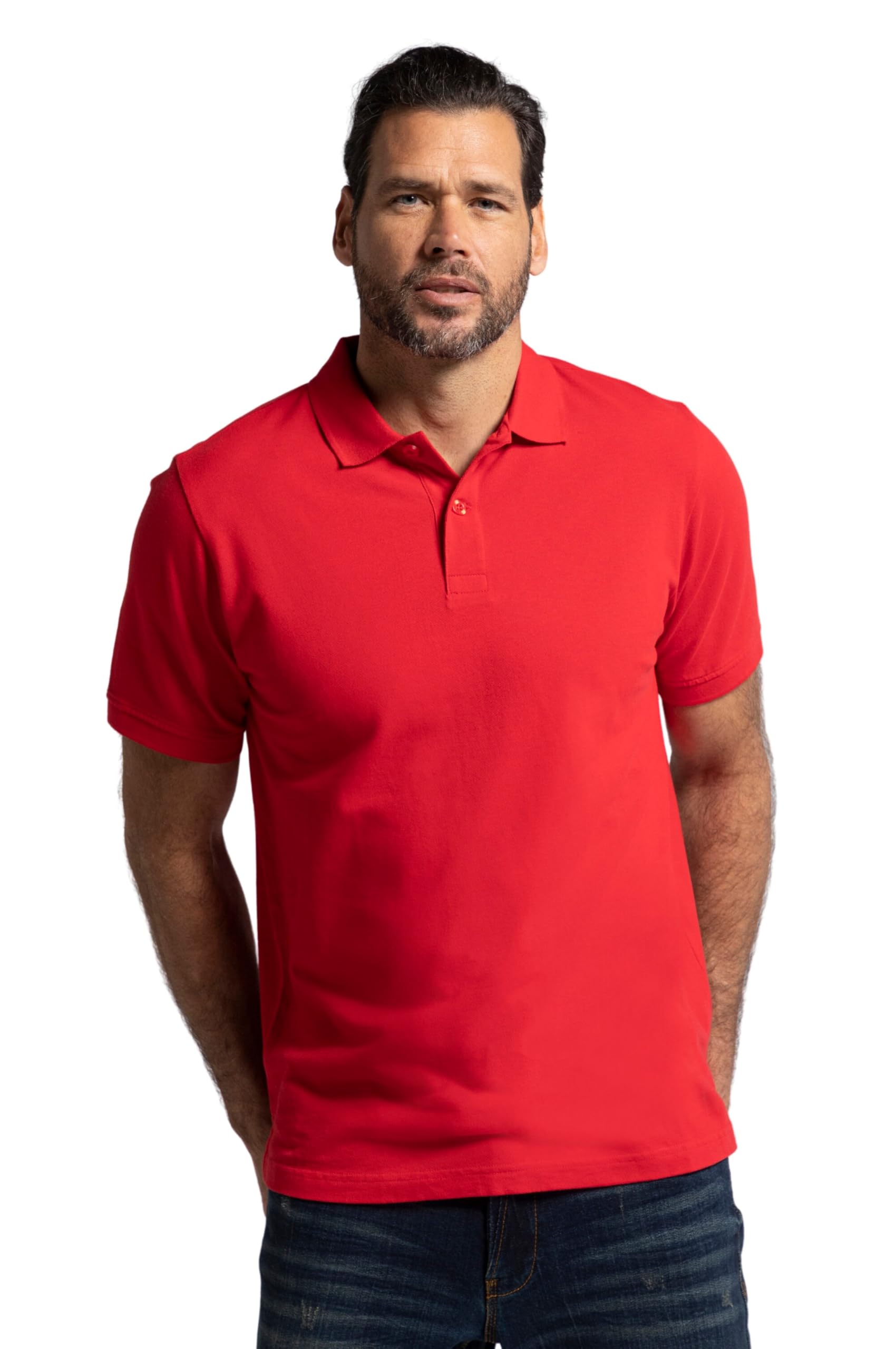 Jp 1880 Men's Red Jp1880 Large Sizes Plus Sizes Wear L-8Xl Polo Shirt, Basic, Half Sleeve, Piqué, L To 10XL 702560, 7XL