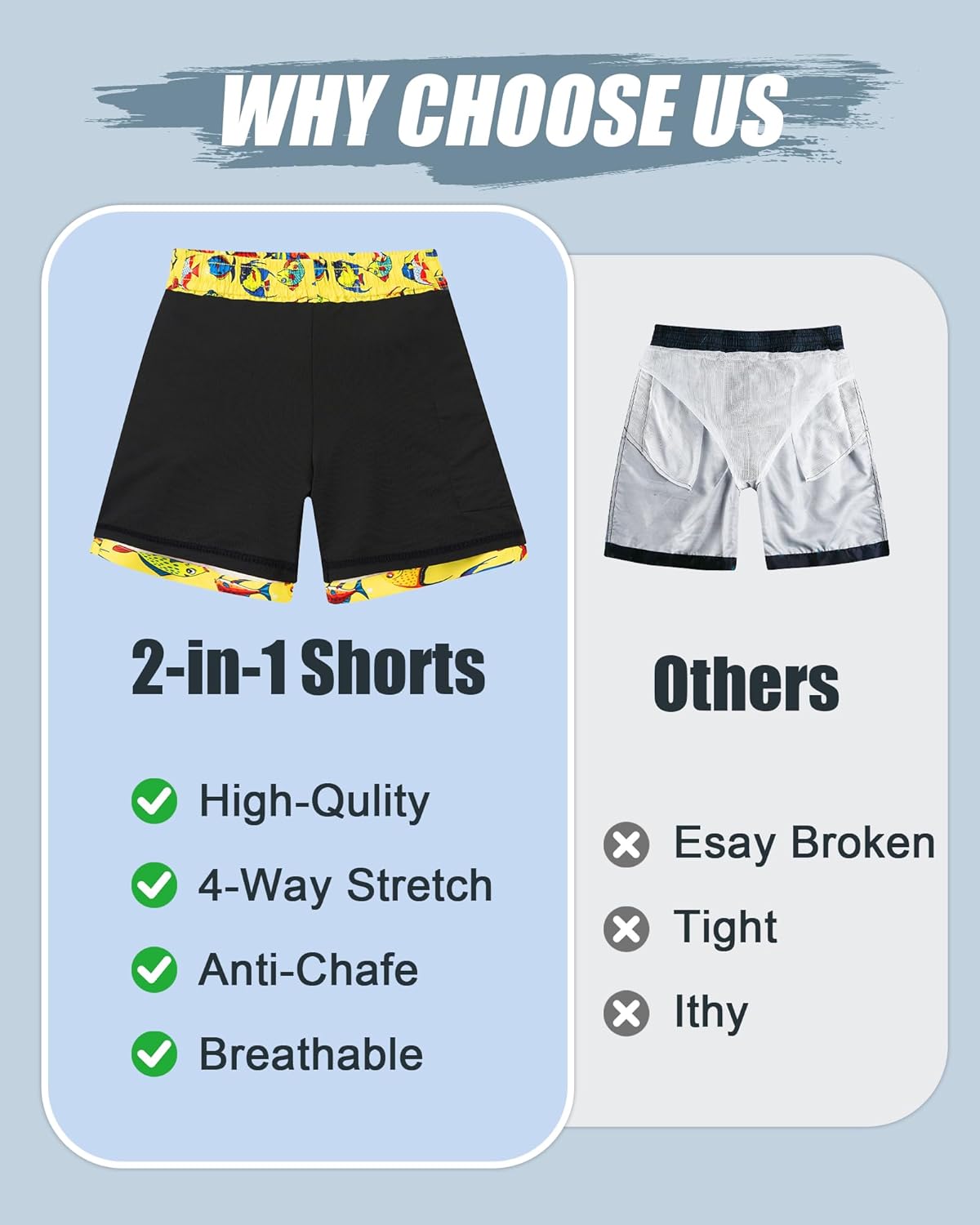 westwolf Boys Swim Trunks Compression Liner Bathing Suit Quick Dry Swimsuit 5-16T