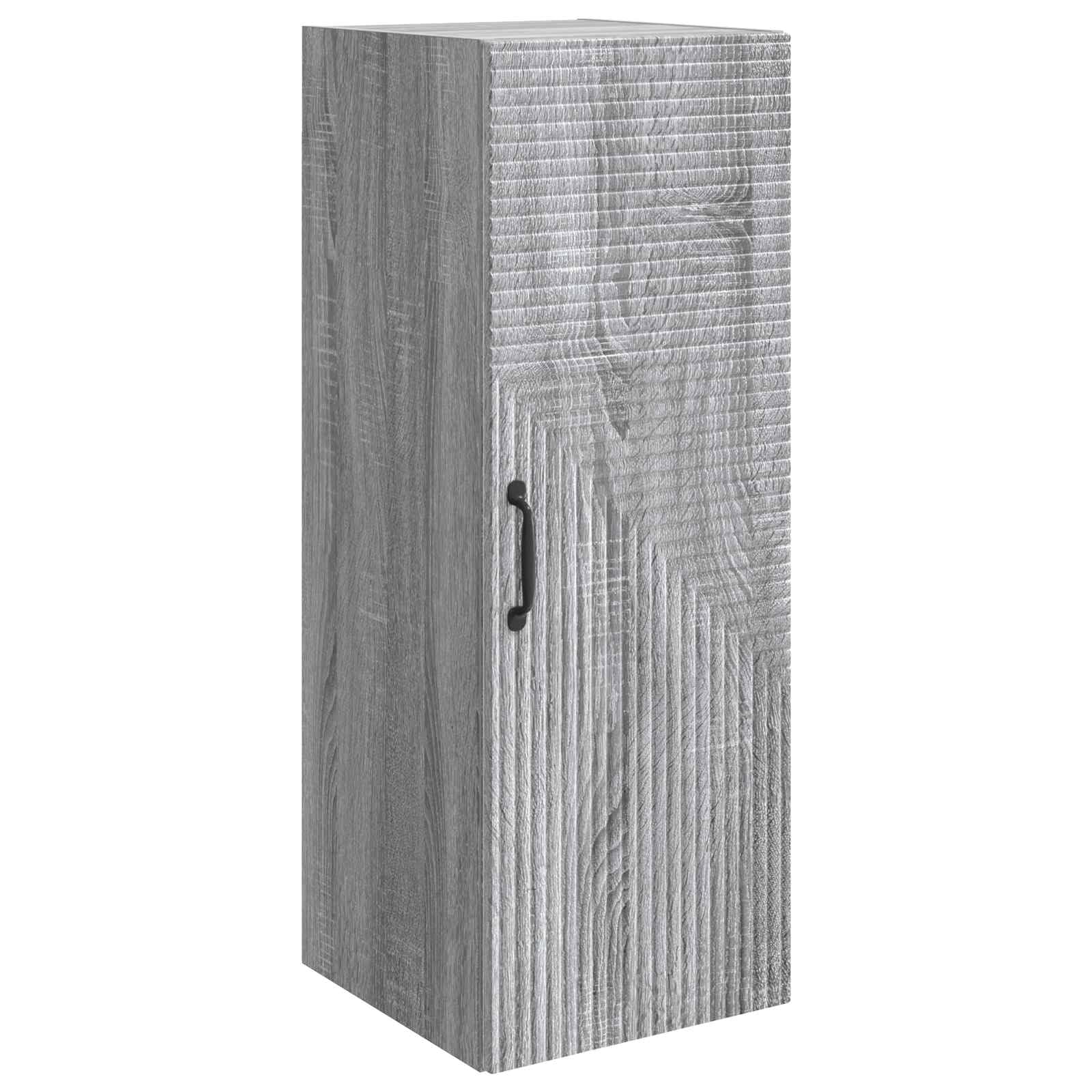Armoire murale grise Sonoma 33cm meuble suspendu compact à porte et étagères pour salon