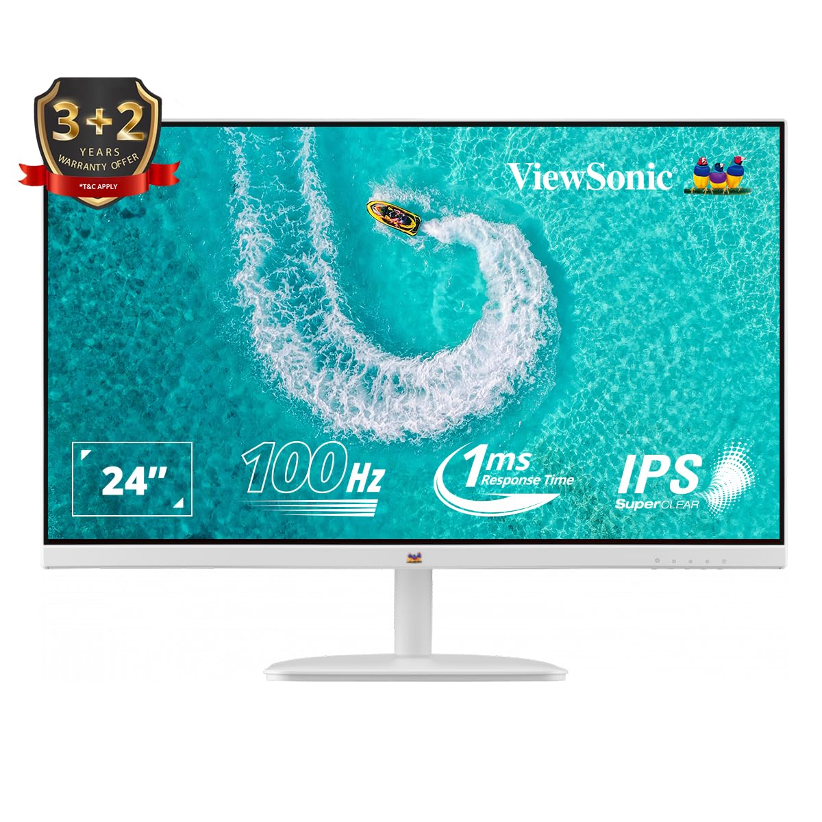 Buy ViewSonic 24 Inch Full HD IPS White Monitor 100Hz,1ms, AMD Free Sync, 3 Side Bezel Less Slim