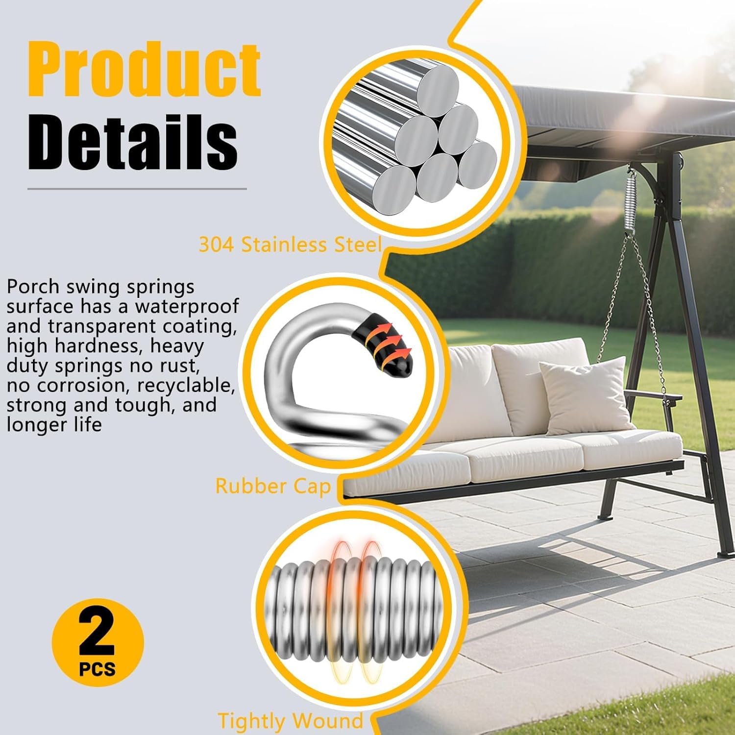 Zheigaoxea 1 Pack Porch Swing Springs, Premium Stainless Steel Heavy Duty Springs - Image 4