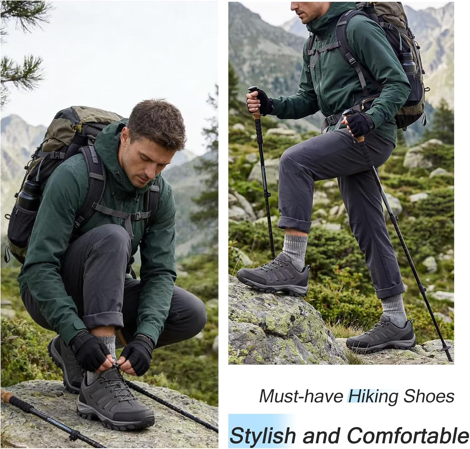 TRAILBLITZ Men's Hiking Shoes Walking Sneakers Outdoor Workout Footwear Non Slip Comfortable Lightweight Breathable Trekking Backpacking Trail Running - Image 2