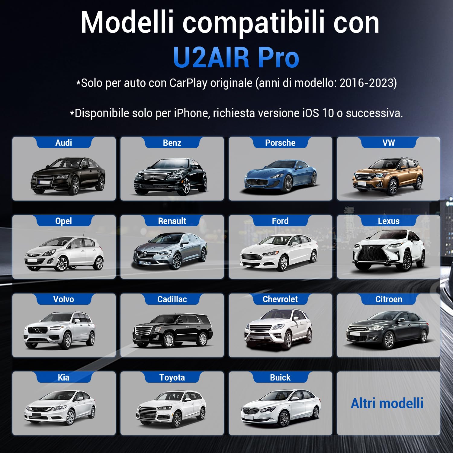 Ottocast Wireless-CarPlay-Adapter-Adattatore U2AIR Pro Wired to Wireless CarPlay Dongle Senza Filo Plug Play per iPhone e Auto con Funzione CarPlay Cablata in Fabbrica(Anno Di Produzione: 2016-2024)