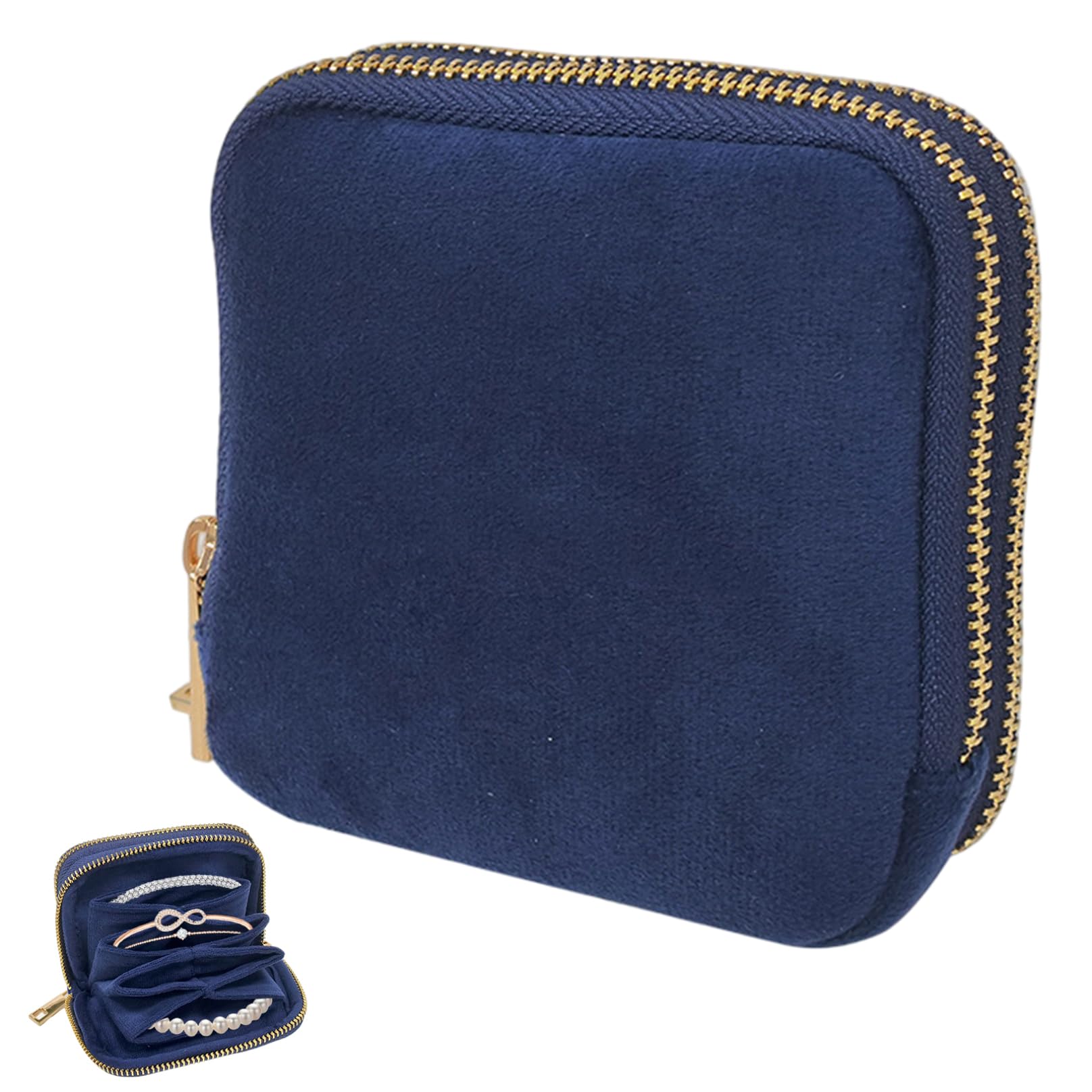 CAKEEYUM Small Travel Jewelry Pouch Soft Velvet Travel Jewelry Bag with Compartments for Rings Earrings & Bracelets Pouch, Bag, Velvet Pouches