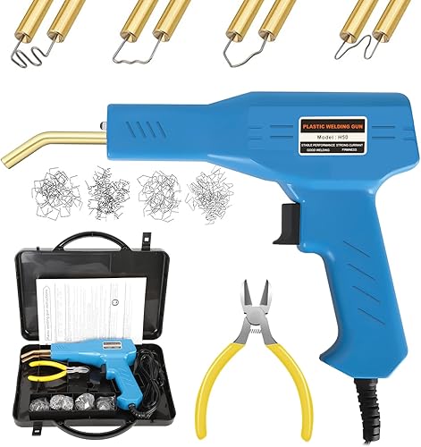 Fastying - Kit de soldadura de plástico automotriz mejorado, pistola de soldadura de plástico de 50 W, herramienta de reparación de parachoques de