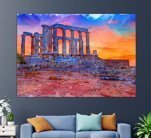 Miniatura 6 de Arte de pared Sounion, Templo de Poseidón, impresión en lienzo de Sounion, pintura de Grecia, arte de pared de Grecia