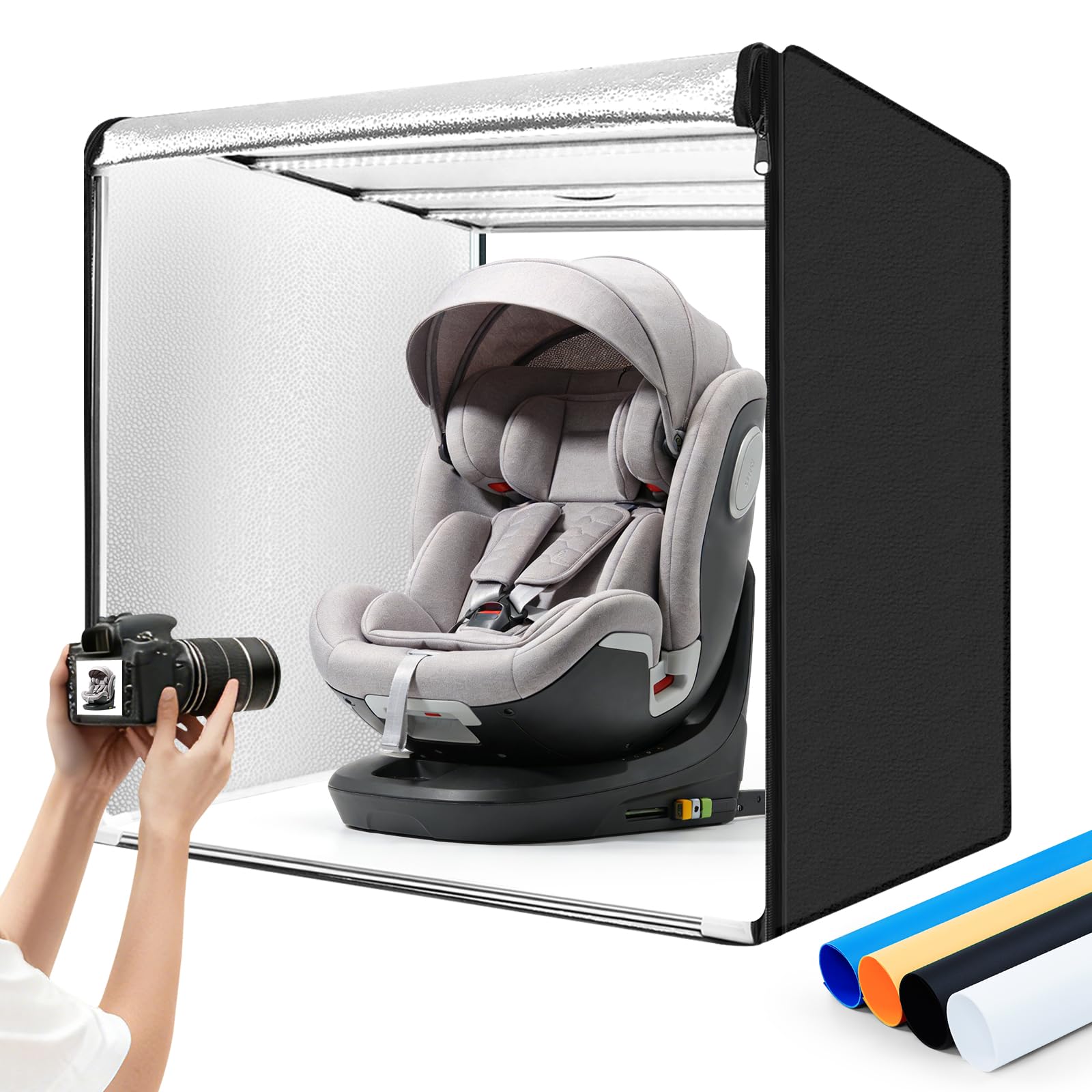 Photo Light Box, 39 inch Photography Light Box with 210 LEDs Lights &amp; 4 Color Backgrounds Professional Dimmable Shooting Tent Kit for Large Product Photography