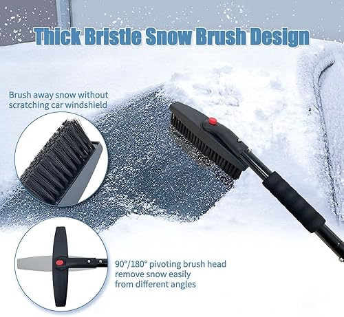 Miniatura 2 de Sutekus El kit de cepillo de nieve incluye pala de nieve, raspador de hielo, cepillo de nieve y cubierta de nieve para parabrisas de automóvil, SUV,