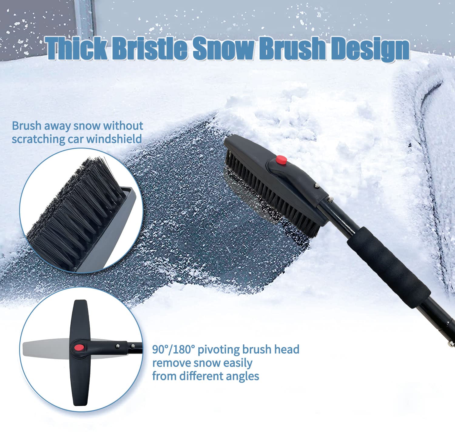 Sutekus Schneebürsten-Set enthält Schneeschaufel, Eiskratzer, Schneebürste und Auto-Windschutzscheiben-Schneeabdeckung für Autos, SUVs, LKWs (schwarz)