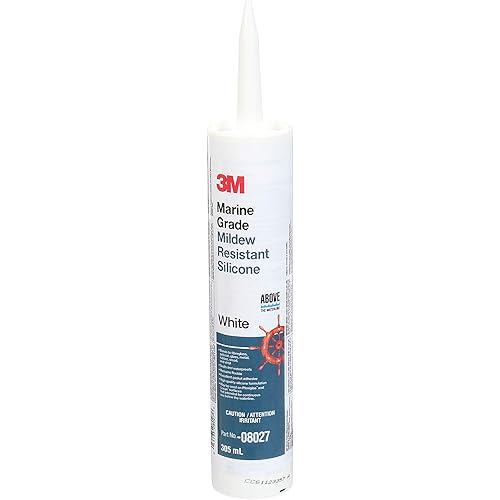 3M Marine Grade Silicone Sealant, 08027, For Boats and RVs, Above the Waterline Interior/Exterior Sealing, White, 10.3 fl oz Cartridge