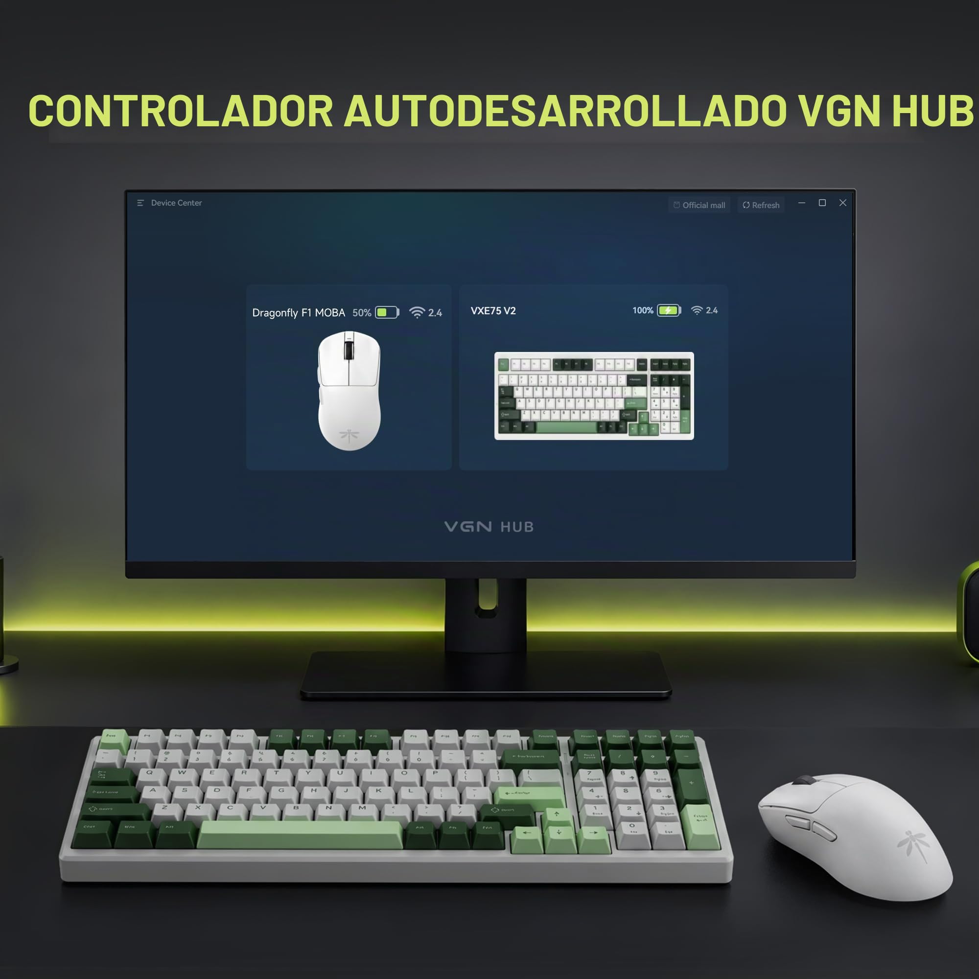 VGN Dragonfly F1 MOBA - Ratón inalámbrico para juegos, 55 g, ultraligero, sensor óptico PAW3395 26K DPI, sensación de clic táctil optimizada, agarre antideslizante con revestimiento plateado