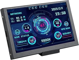 Dilwe 5 inch IPS USB Mini Screen PC CPU RAM HDD Data Monitor, Computer Temp Monitor 5 Inch IPS Screen Multiple Theme USB PC CPU Data Monitor for PC CPU GPU RAM