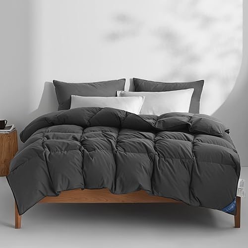Saisier Edredón de plumas tamaño individual, ultra suave, relleno de edredón de plumón de alta calidad, calor medio para todas las estaciones, 68 x
