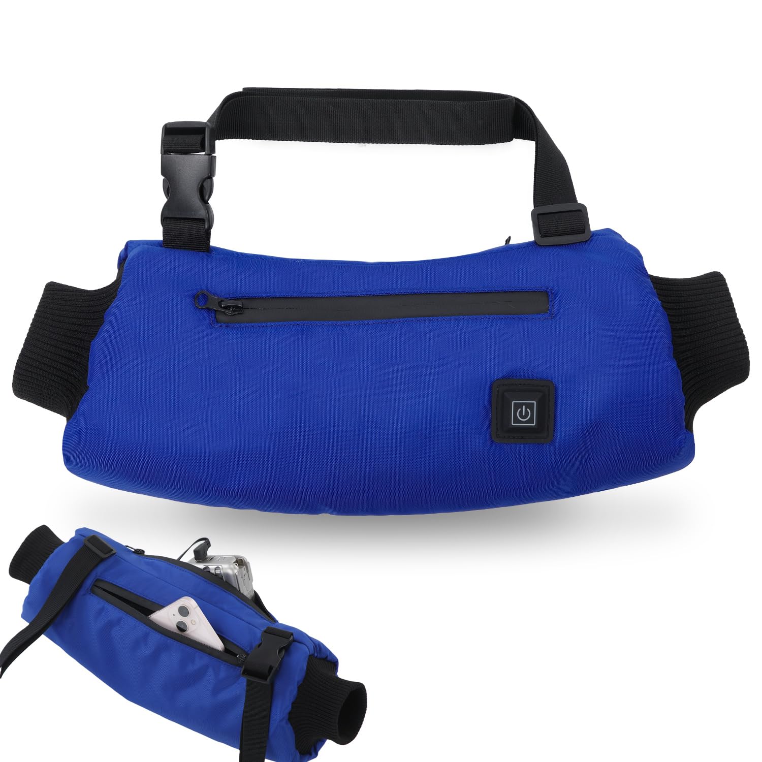 USB Heated Hand Warmer Pouch| Electric Double-Sided Heating Gloves/Muff for Cold Weather Portable for Camping, Fishing, Football, Golf,Hunting| Men & Women | Power Bank Not Included (Blue)