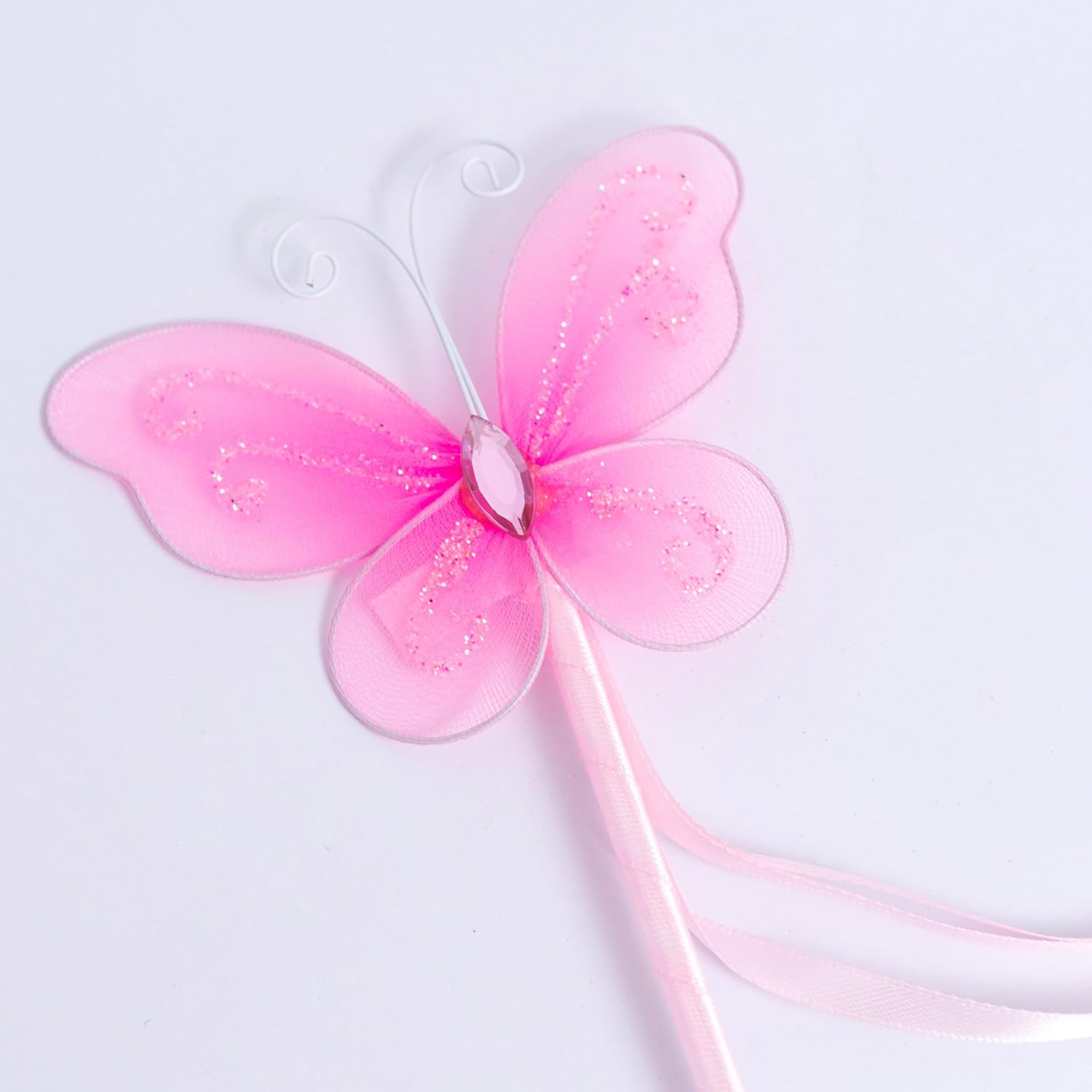 Gostman Butterfly Party Decoration Set - Pink Butterfly Princess Costume Set with Wings, Headband, Magic Wand and Tutu Skirt - Image 5