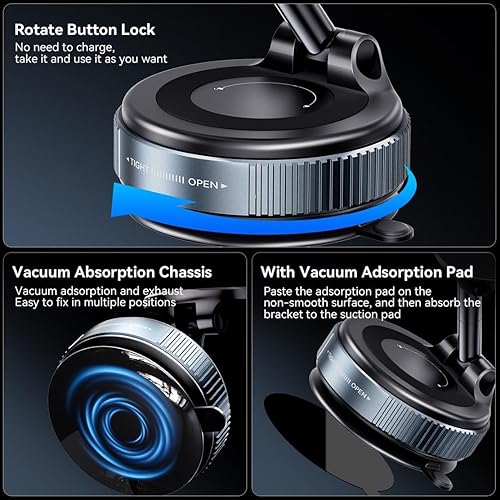 Miniatura 3 de Soporte magnético para teléfono con succión al vacío, soporte universal de doble cara para automóvil, hogar, superficie lisa, espejo, vidrio,