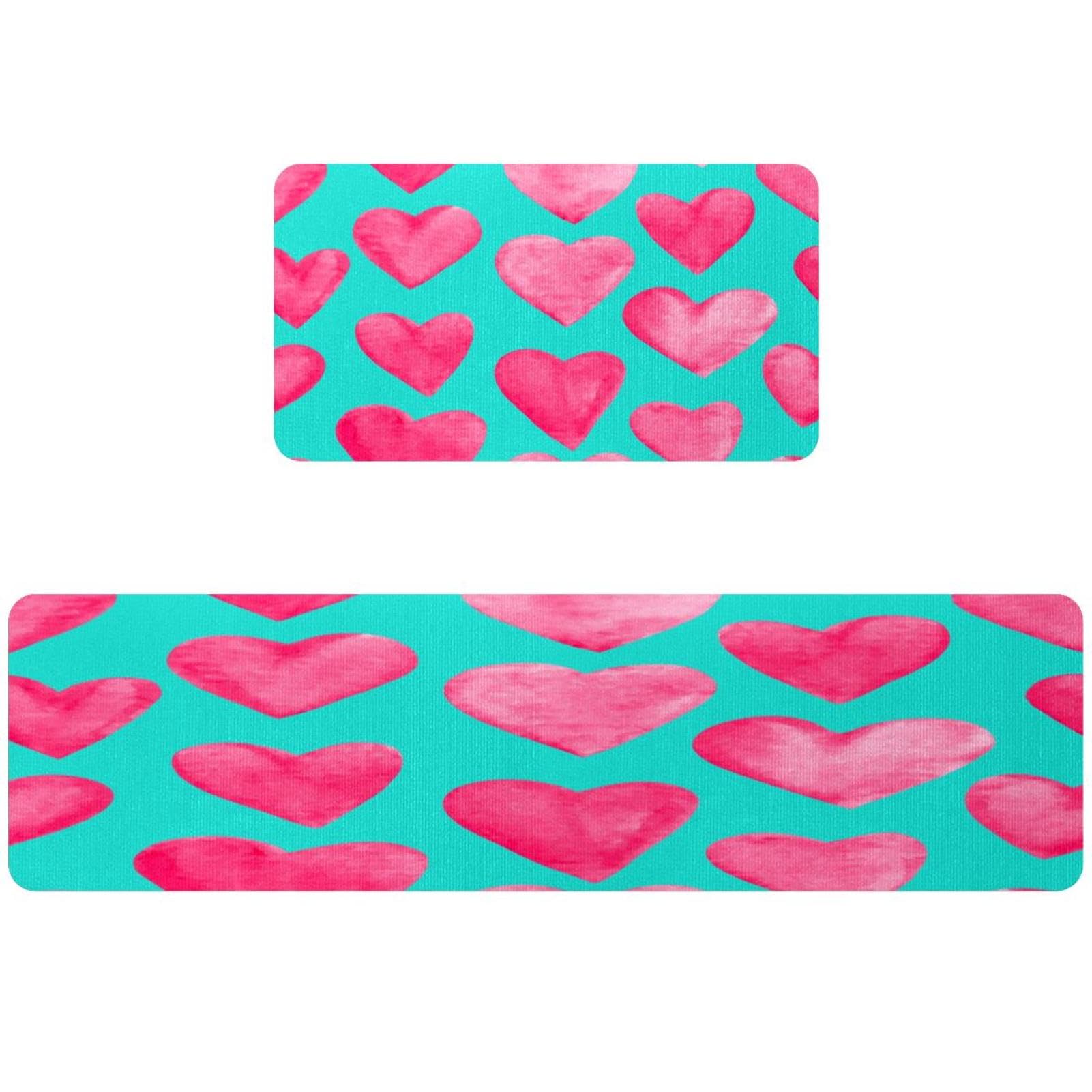 Alfombra absorbente para cocina y lavandería VAPOKF con diseño de corazones