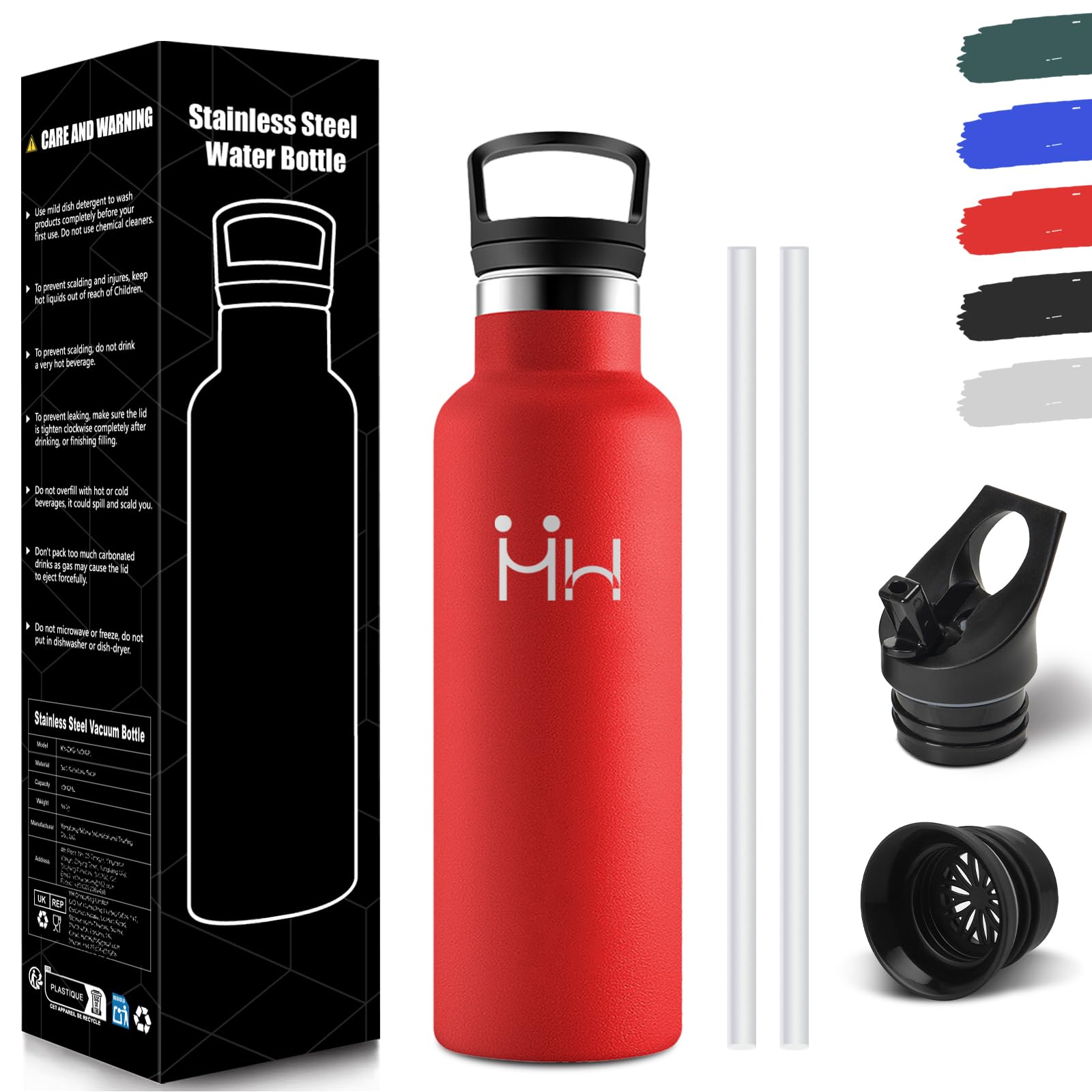 HoneyHolly Borraccia Termica Bambini 500ML, Senza BPA, Bottiglia Termica, Acciaio Inossidabile 18/8, Borraccia Con Cannuccia, A Prova Di Perdite, Borracce Per Scuola, Sport, Ufficio