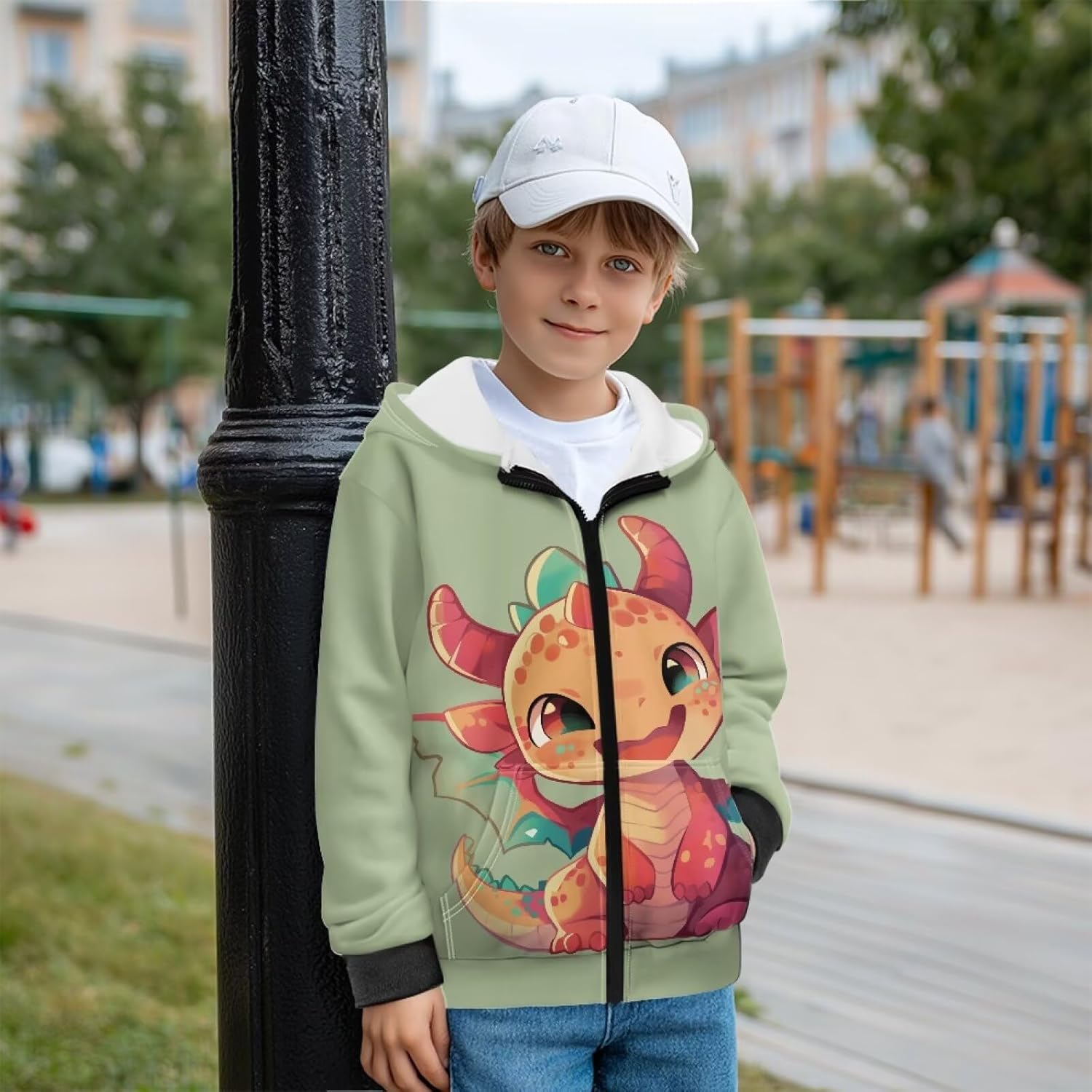 Boys' Sweatshirt Hooded Zipper Long Sleeve Cardigan Sweatshirts Winter Hoodies Soft Fleece Jacket S-XL