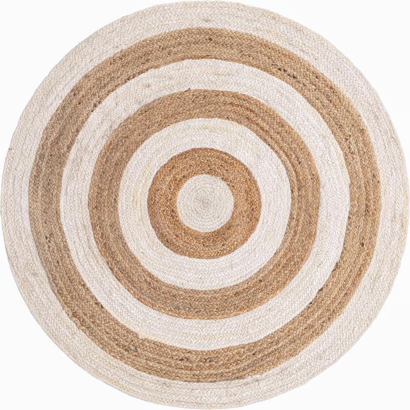 Tapis rond en jute naturelle tissé à la main – Tapis rond de 61 cm – Tapis en fibre naturelle tissée à la main – Décoration bohème rustique respectueuse de l'environnement, durable et