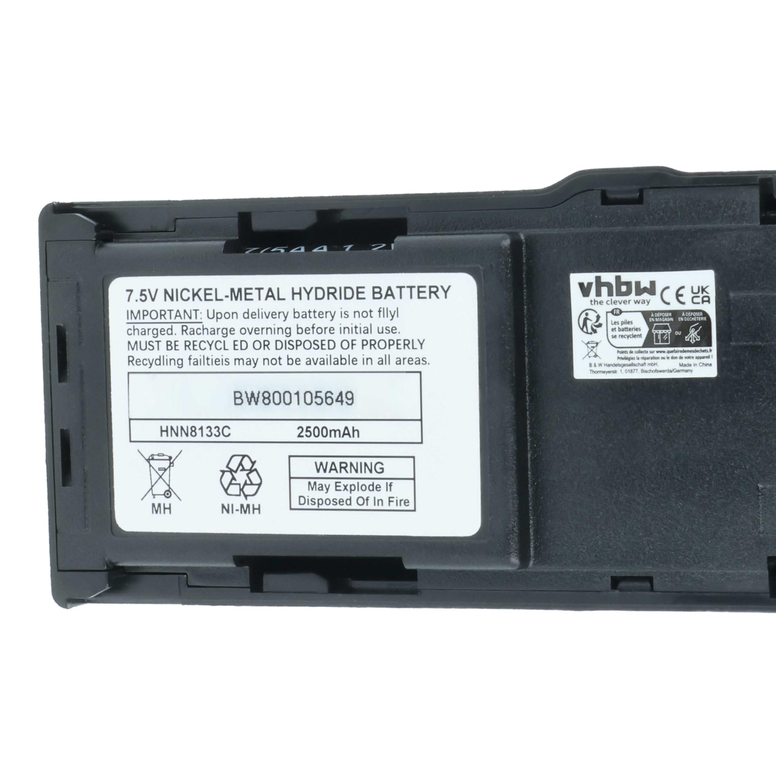 vhbw 2 x bateria kompatybilna z Motorola GTX900, GTX LTR przenośne radio (2500 mAh, 7,5 V, NiMH) + klips