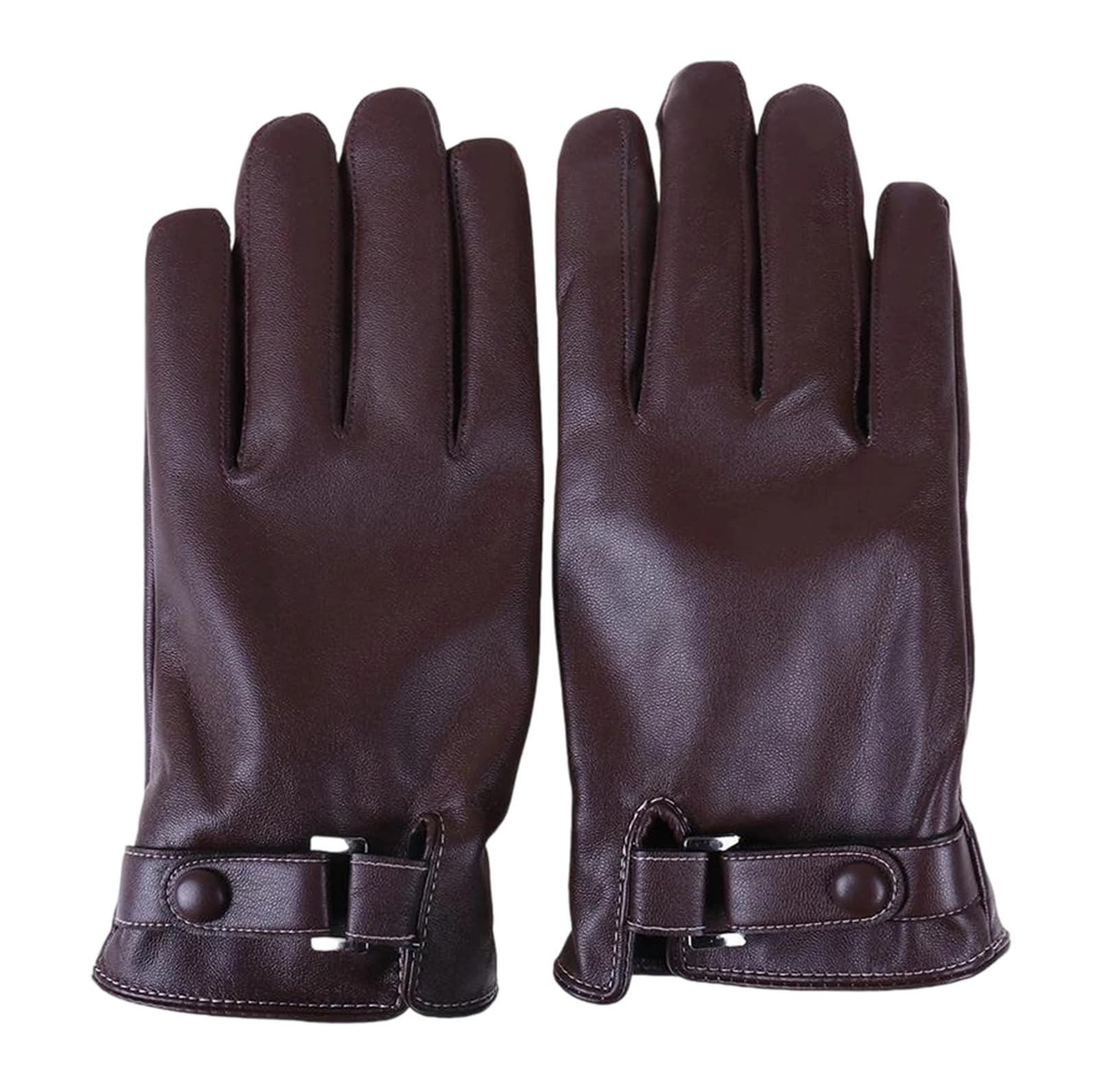 Guanti invernali caldi in pelle da uomo, alla moda, impermeabili, sottili, marroni, for motociclisti