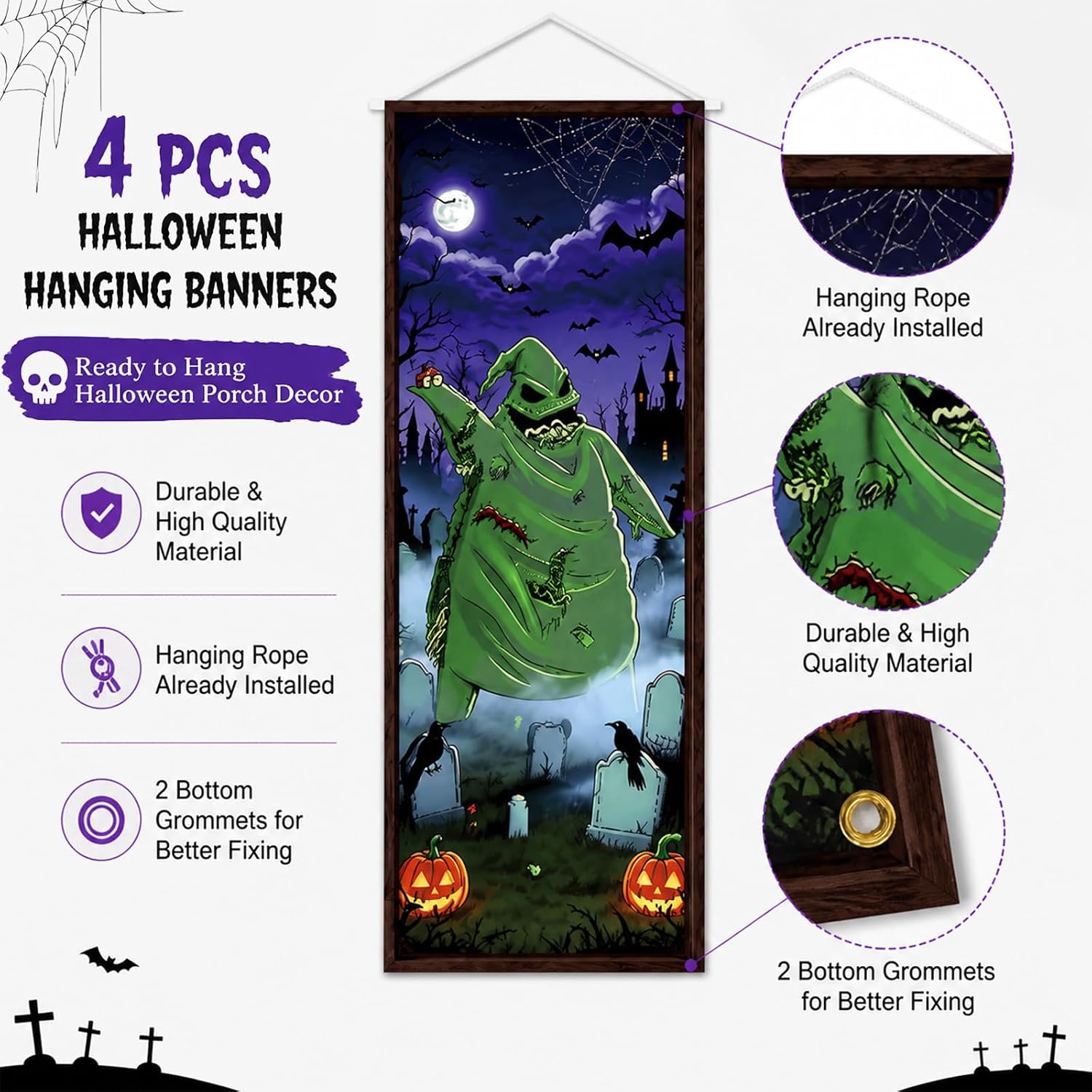 4PCS Halloween Decorations Nightmare Before Birthday Christmas Decor