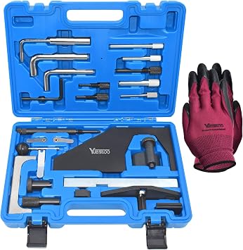 Camshaft Alignment Timing Tool Kit, 25 PCS Engine Camshaft Alignment Timing Tool, Compatible with Ford Mazda 1.4 1.6 1.7 1.8 2.0 2.3 L, Camshaft Holding Crankshaft Alignment Tool with Case & Gloves