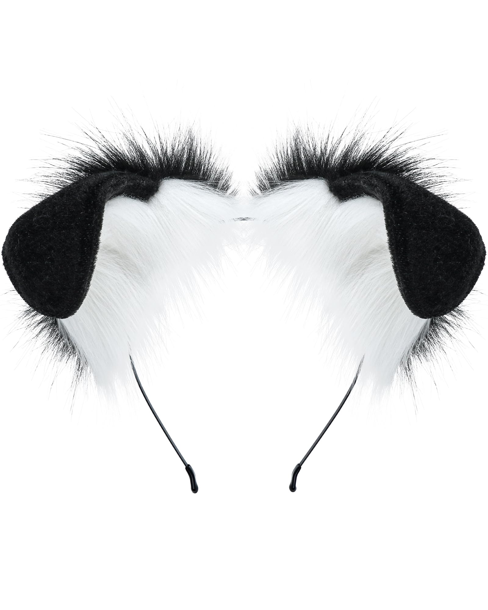 ZFKJERS Handmade Plush Ears Headwear Dalmatian Dog Ears Headband Cosplay Accessory for Halloween, Christmas (Black)