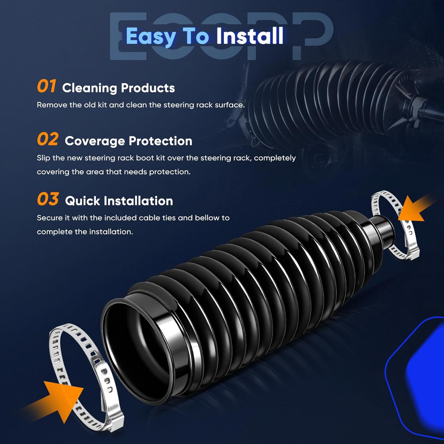 compatible 2PCS Rack & Pinion Bellows Kits Front Steering And Tie Rod Boot Fit For Chevy For Ford For Toyota For Buick For GMC For Hyundai For Lexus For Lincoln For Pontiac