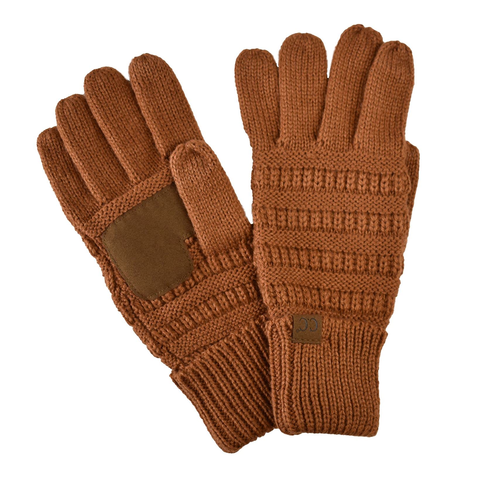 C.CUnisex Cable Knit Winter Warm Anti-Slip Touchscreen Texting Gloves