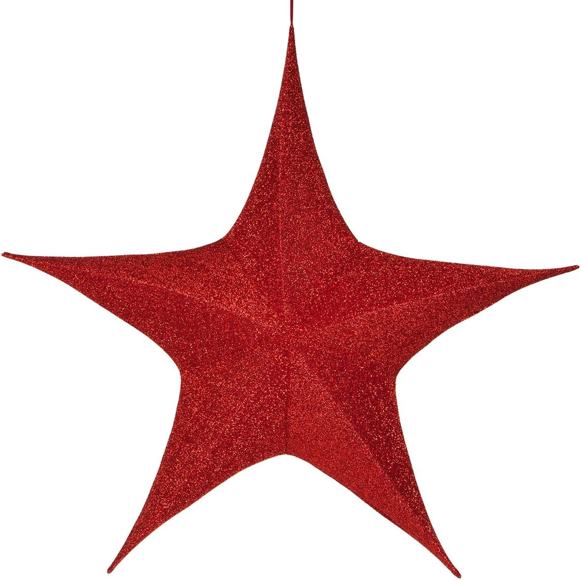 Hanging Star Decoration, Christmas Decoration Party, 4th of July Star Home Decorations, Ultra Lightweight, Fabric Covered, Fold Flat Metal Frame (26 Inch, White Metallic Mesh)