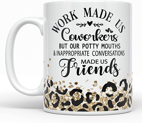 Miniatura 8 de YouNique Designs Taza de café con texto en inglés "Work Bestie" para mujer, 11 onzas, taza de café con texto en inglés "Going Away" para compañeras