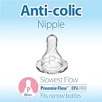 Dr. Brown’s Natural Flow® Anti-Colic Narrow Baby Bottle, 2oz/60mL with Preemie Flow™ Nipple, 2 Pack