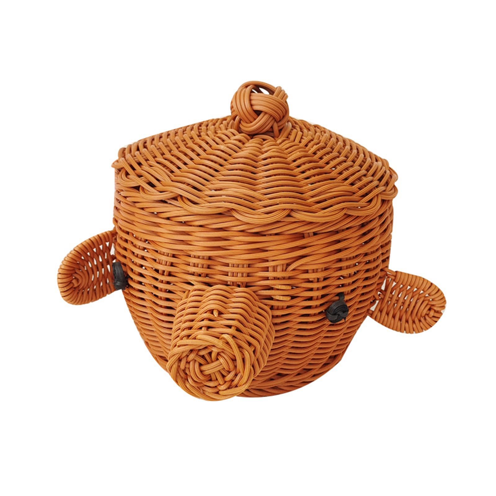Ekoama Cartoon Styles Woven Storage Basket Multipurpose Storage Bin For Kitchen Fruits Snacks And Home Organization