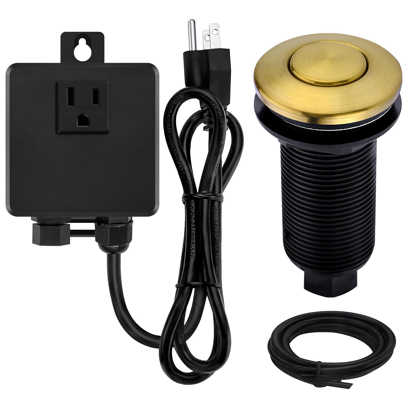 Garbage Disposal SinkTop Air Switch Kit with Long Button,Brass Made Cover,Champagne Bronze