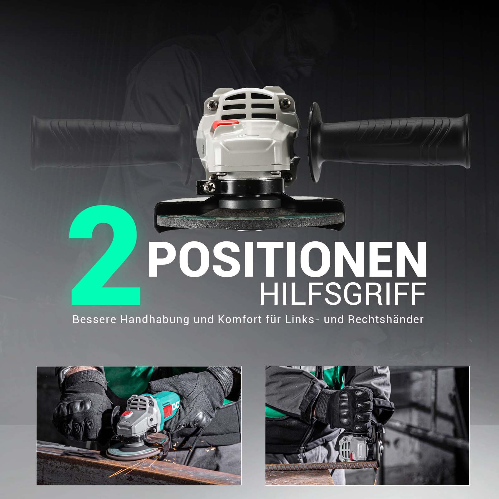 DCA 860W Winkelschleifer 125 mm, 11.800 min⁻¹, Ultraschlanker Griff (178 mm Griffumfang), Kompaktes Getriebegehäuse, 1,6 kg Leichtgewicht Trennschleifer zum Schneiden und Schleifen