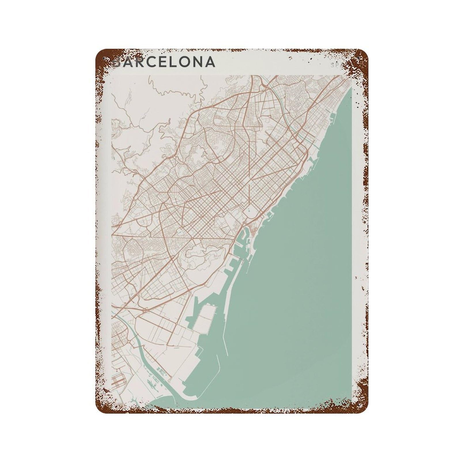 xiaoxiaoshen Barcelona Map City Spain (2) Wall Decor Art Metal Tin Poster Modern Home Decor Art Home Bar Shop Decorations Vintage Sign 40x30cm