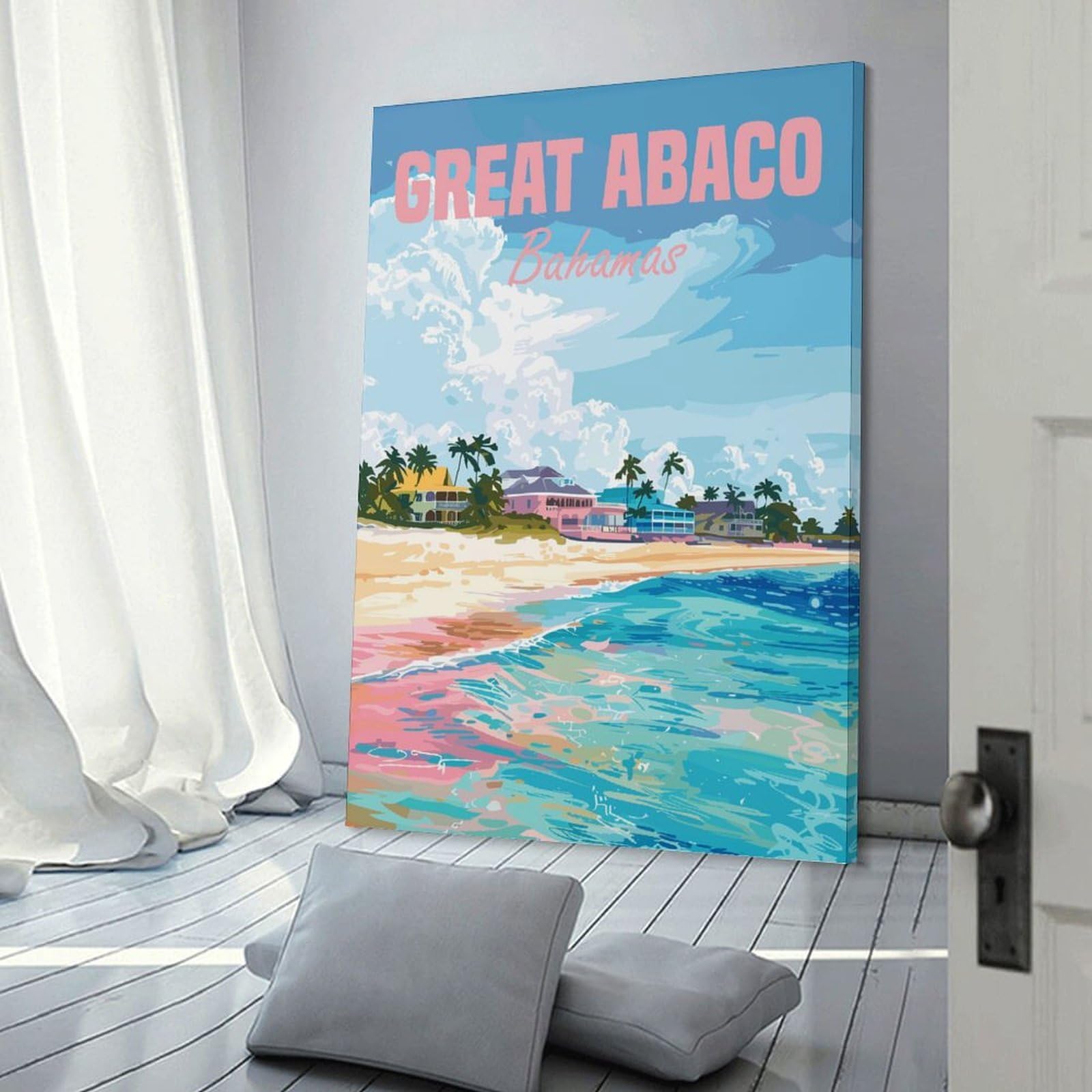 Junmoney Frame-Style-13 Great Abaco Bahamas Island Wall Decor Canvas Print, 24X36inch(60X90cm), For Living Room, Bedroom Or Home Office, Home Decor Gift With Stylish Appeal