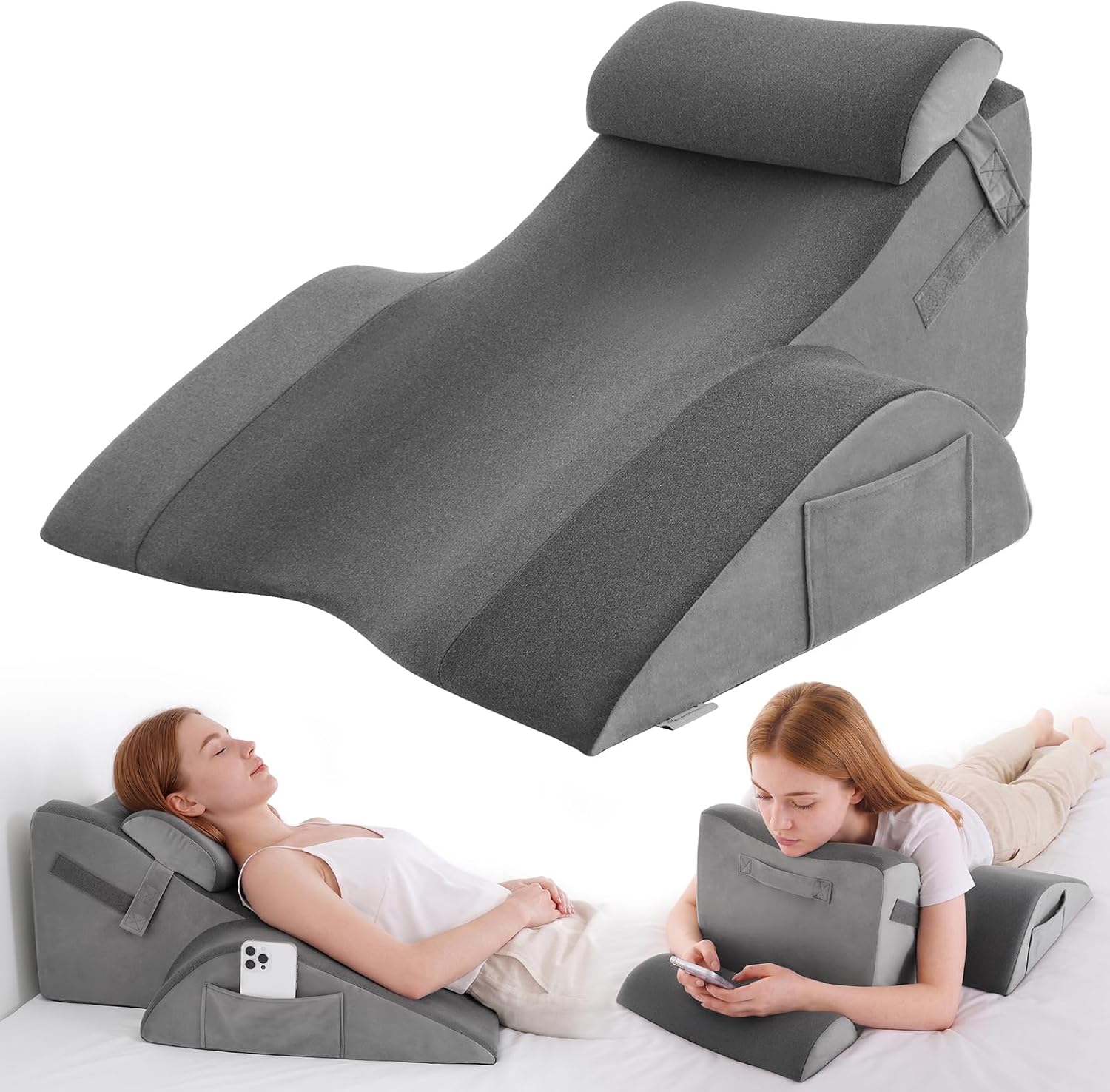 Vekkia XL Back Support Pillow, Dual-Layer Foam for Napping & Prone Resting