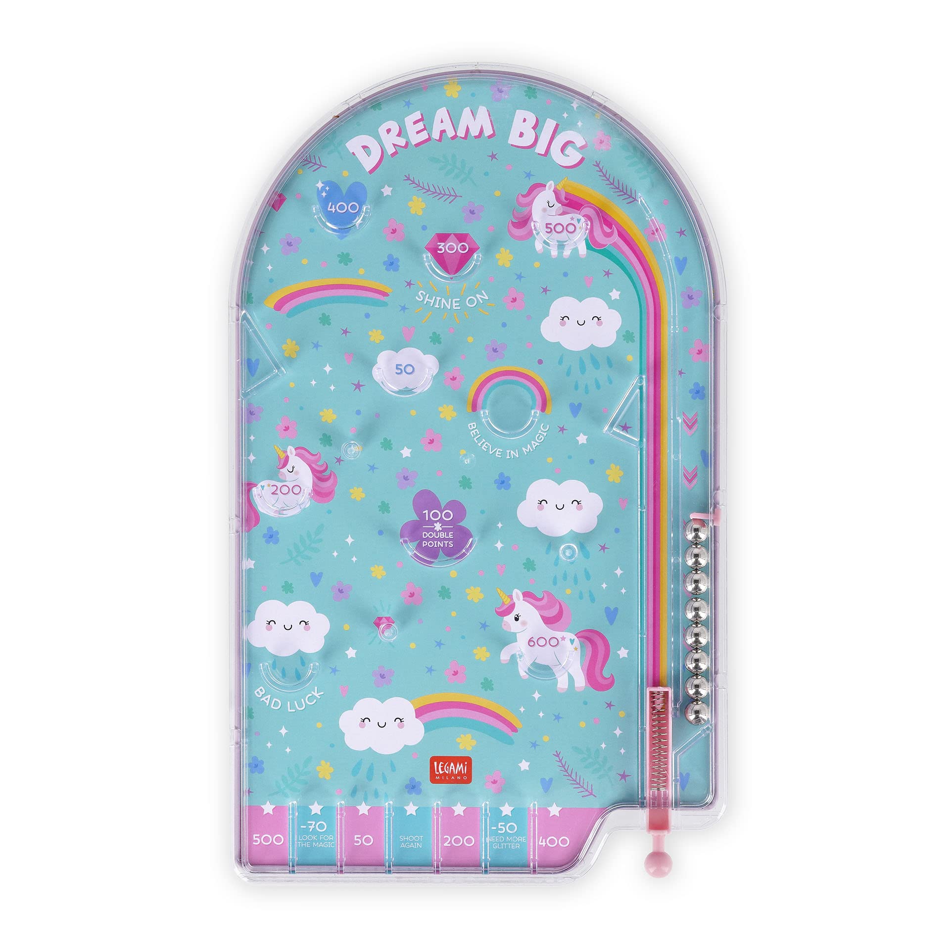 Legami - Mini Pinball, Portable Game, 17.8x29cm, Unicorn Theme, PBG0003