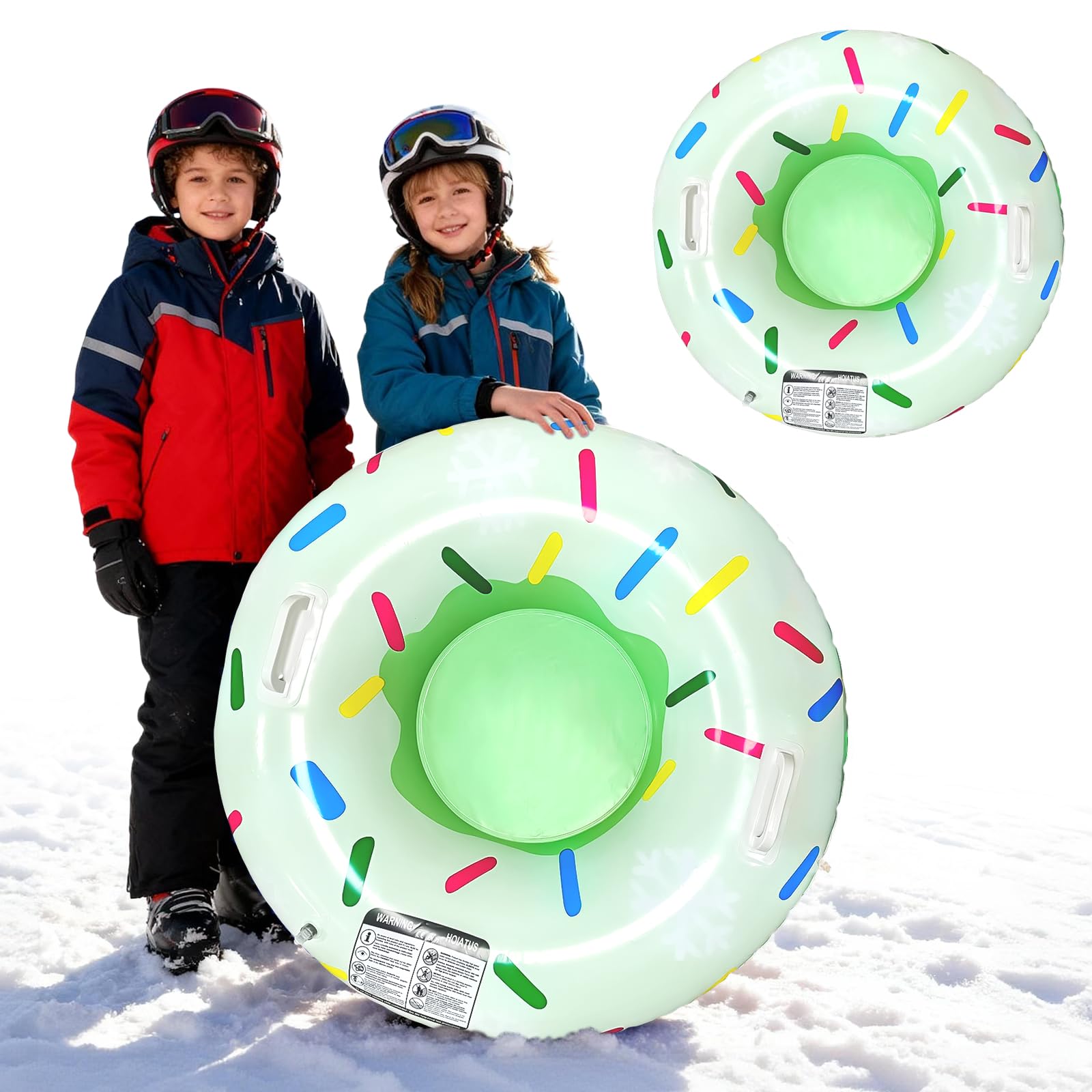 SilverChry Trineo Hinchable de Nieve de 80 cm, Tubo de Nieve Inflable con Asas para Niños y Adultos