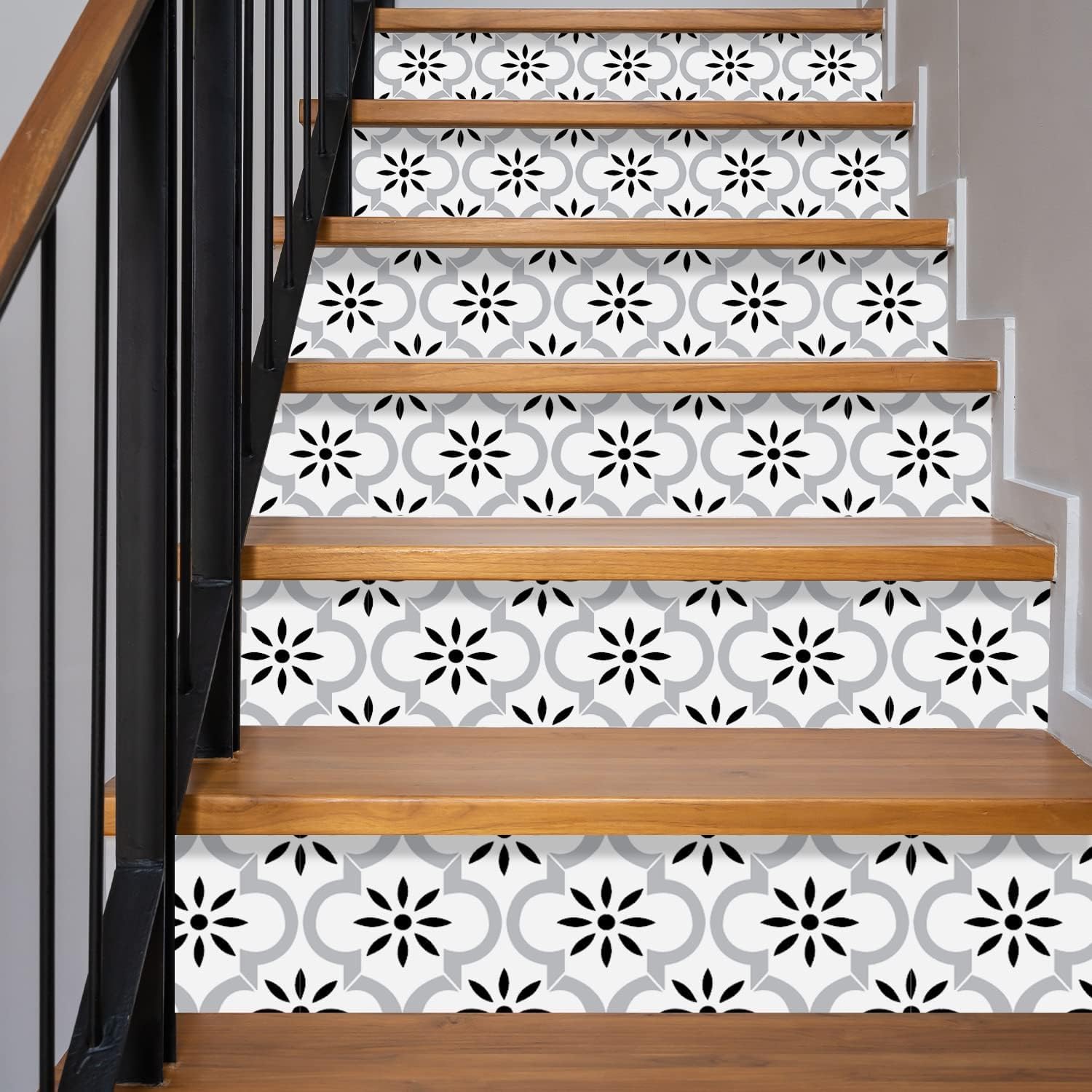 Funlife 3Pcs Stair Riser Decals Self-Adhesive Staircase Steps Stickers Stairway Wallpaper for Home Office Decor, White Lantern Pattern